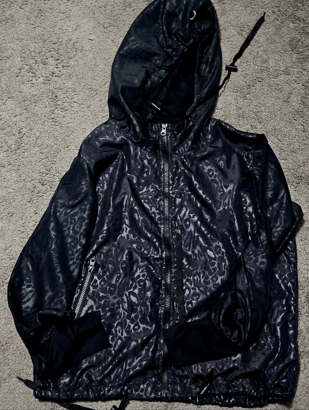 Zyia Active Womens Black Bomber Zip Up Jacket With Leopard Print Design Size M